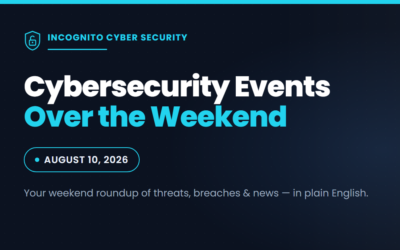 CyberSecurity Events over the weekend: August 10, 2026