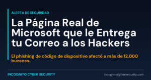La página real de Microsoft que le entrega tu correo a los hackers - alerta de phishing de código de dispositivo de Incognito Cyber Security