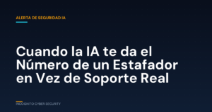 Pantalla de un chatbot de IA mostrando un numero de telefono falso de soporte, ilustrando una estafa de envenenamiento de busquedas con IA