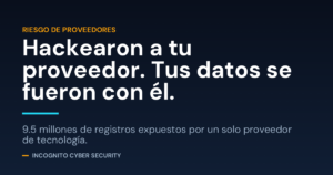 Grafico azul oscuro que dice Hackearon a tu proveedor, tus datos se fueron con el, de Incognito Cyber Security