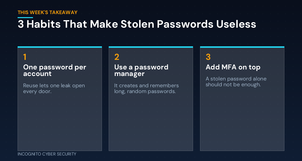 Infographic: three habits that make stolen passwords useless